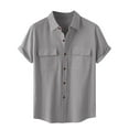 thumbnail image 1 of Unisex Casual Short Sleeve Button Down Shirt with Pocket, Stylish Fall Tunic for Men and Women, Lightweight Loose Fit, Versatile Work Shirt or Everyday Wear, Available in Multiple Colors and Sizes, 1 of 9