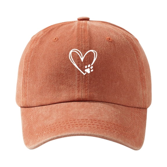 Unisex Casual Sport Adjustable Comfortable Breathable Baseball Caps Heart-Shaped Dog Paw Printed Sun Cap for Men Women Daily Wear Outdoor Activities Washable