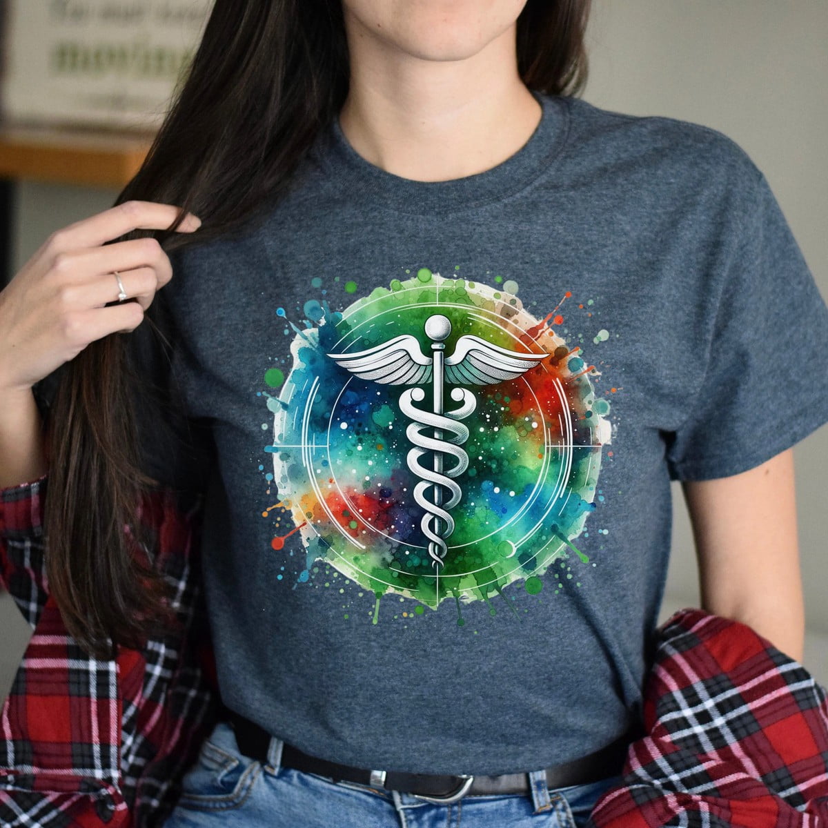 Unisex Casual T Shirt Featuring Artistic Medical Sign Color Splash ...
