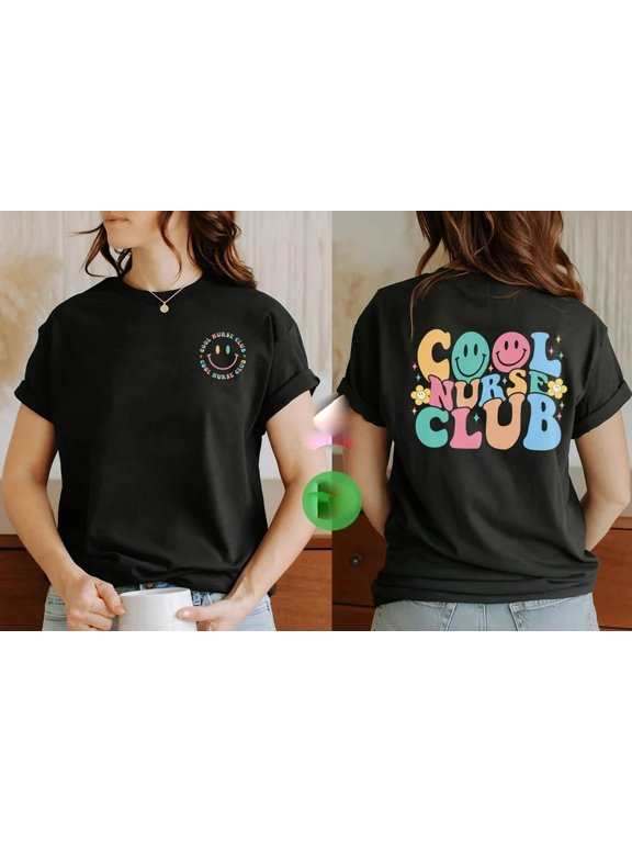 Unisex Casual T Shirt Featuring Groovy Smiley Face Nursing Student