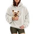 thumbnail image 1 of Unisex Cat Pouch Hoodie Fleece Sherpa Dog Sweatshirts Kangaroo Pocket Pet Carrier Holder, 1 of 7