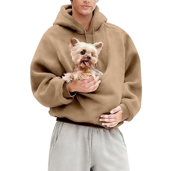 Unisex Cat Pouch Hoodie Fleece Sherpa Dog Sweatshirts Kangaroo Pocket Pet Carrier Holder