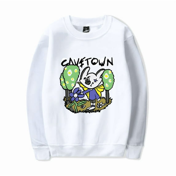 Unisex Cavetown Cute Yolk Tree Graphic Long Sleeve Crewneck Hoodie - Soft Casual Streetwear,XL,White