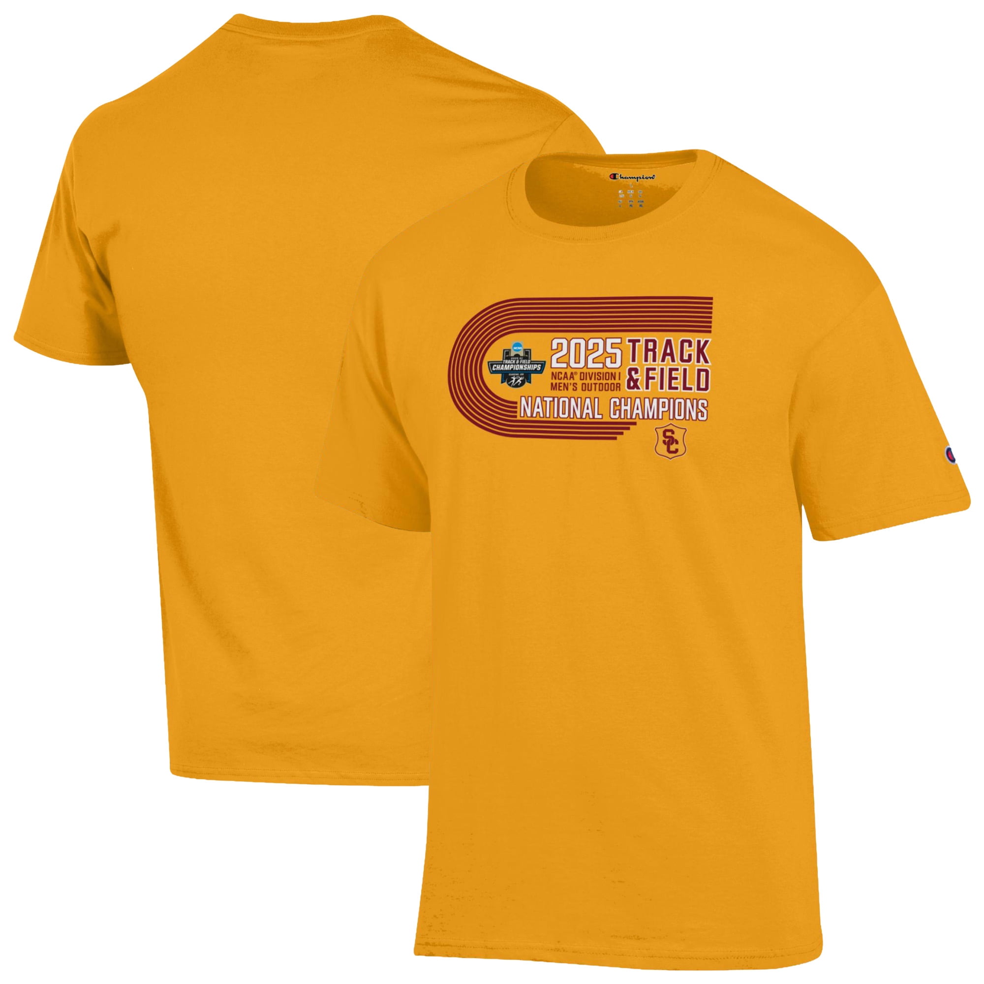 Unisex Champion  Gold USC Trojans 2025 NCAA Men's Outdoor Track and Field National Champions T-Shirt