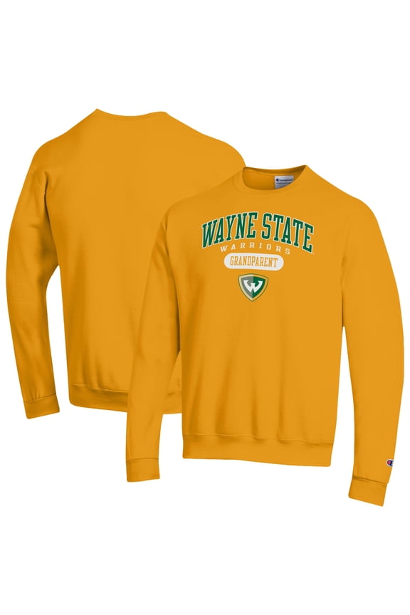 Unisex Champion Gold Wayne State Warriors Grandparent Pill Box Eco Powerblend Sweatshirt