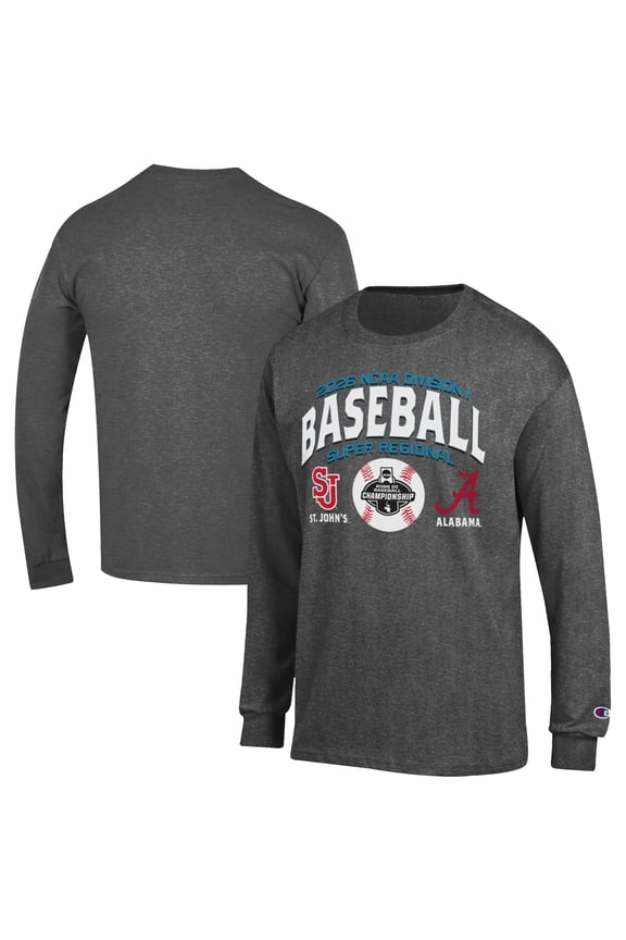 Unisex Champion Gray Alabama Crimson Tide vs. St. John's Red Storm 2026 NCAA Baseball Super Regional Matchup Long Sleeve