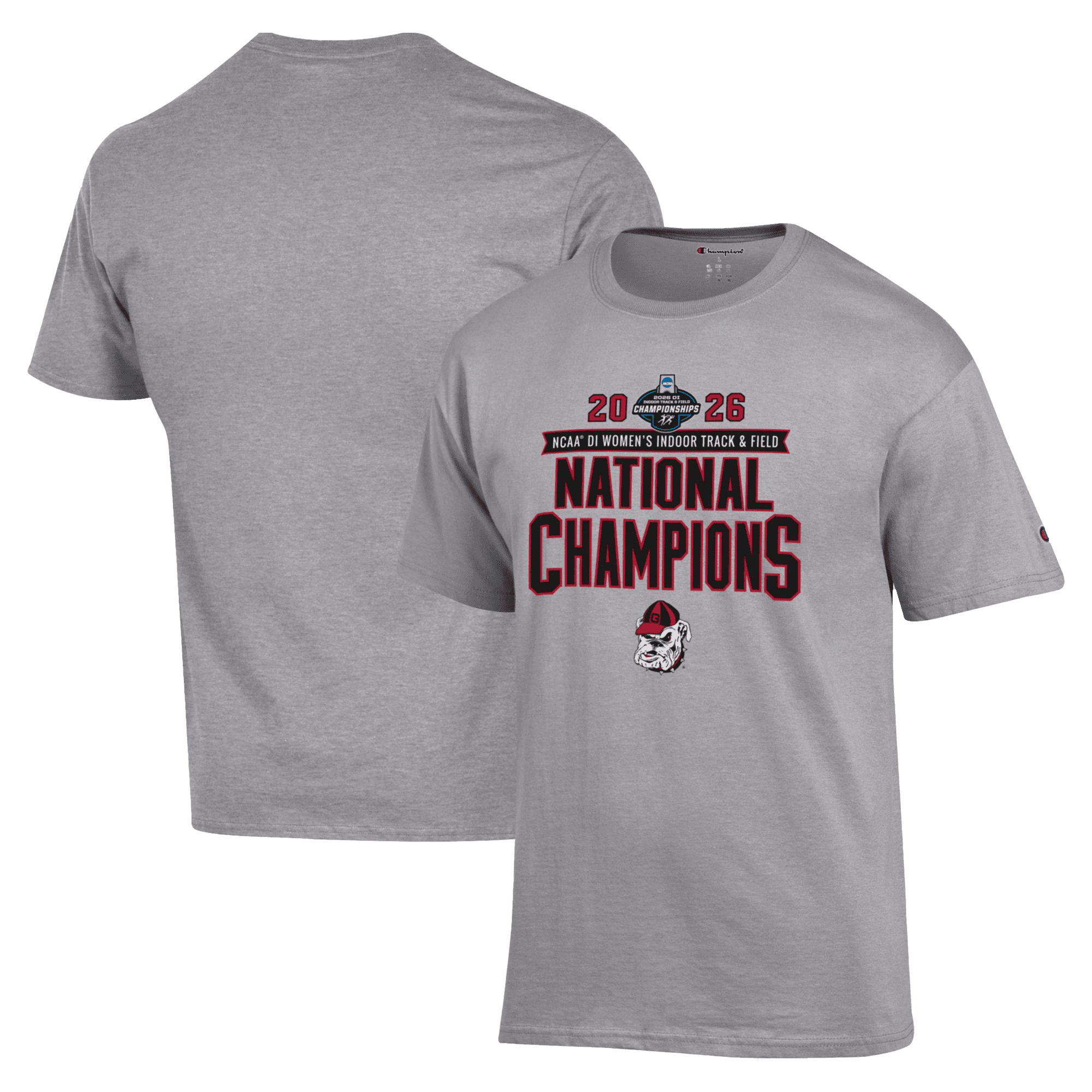 Unisex Champion  Gray Georgia Bulldogs 2026 NCAA Women's Indoor Track & Field National Champions T-Shirt