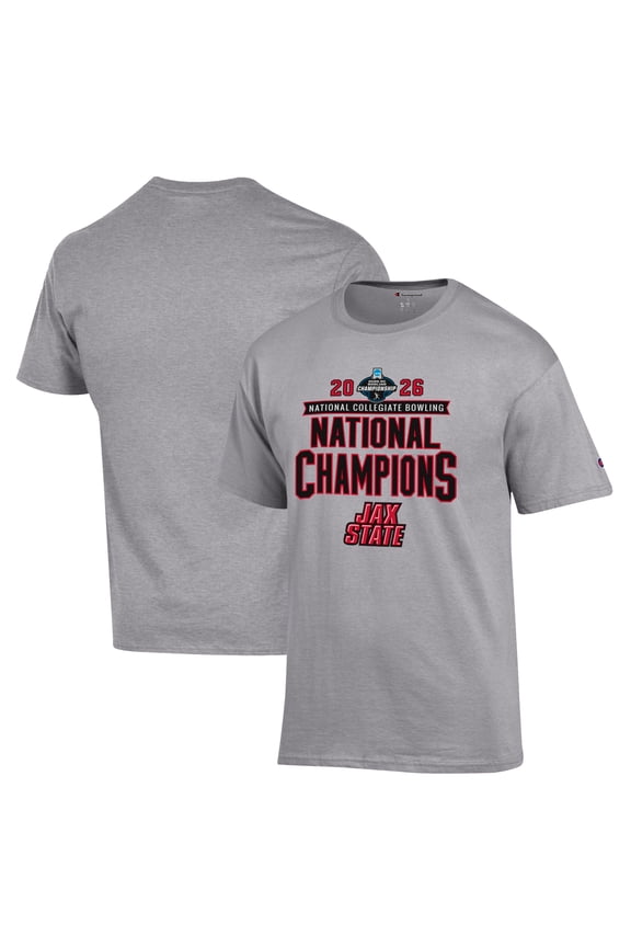 Unisex Champion Gray Jacksonville State Gamecocks 2026 NCAA Bowling National Champions T-Shirt