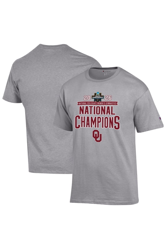 Unisex Champion Gray Oklahoma Sooners 2026 NCAA Women's Gymnastics National Champions T-Shirt