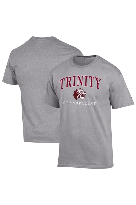 Unisex Champion Gray Trinity Tigers Arch Grandparent Jersey T-Shirt