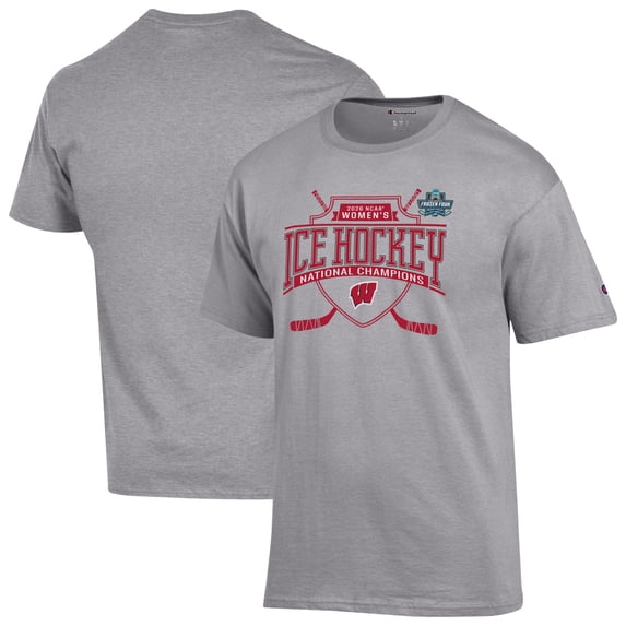 Unisex Champion Gray Wisconsin Badgers 2026 NCAA Frozen Four Women's Ice Hockey National Champions T-Shirt