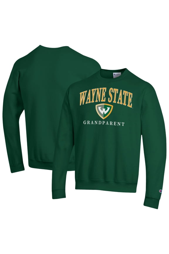 Unisex Champion  Green Wayne State Warriors Arch Grandparent Eco Powerblend Sweatshirt