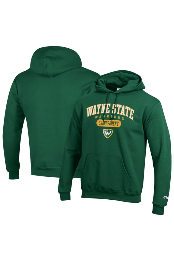 Unisex Champion Green Wayne State Warriors Grandparent Pill Box Eco Powerblend Hoodie
