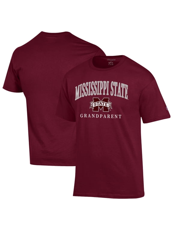 Unisex Champion Maroon Mississippi State Bulldogs Arch Grandparent Jersey T-Shirt