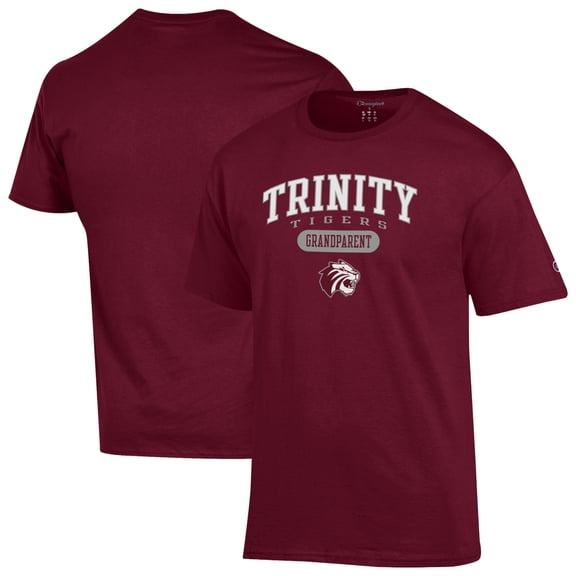 Unisex Champion Maroon Trinity Tigers Grandparent Pill Box Jersey T-Shirt