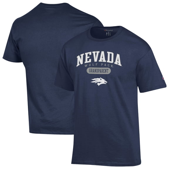 Unisex Champion Navy Nevada Wolf Pack Grandparent Pill Box Jersey T-Shirt