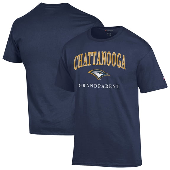 Unisex Champion Navy Tennessee Chattanooga Mocs Arch Grandparent Jersey T-Shirt
