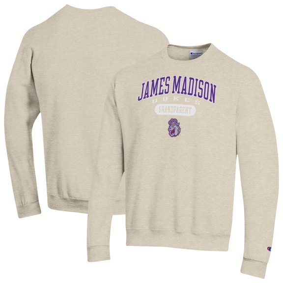 Unisex Champion Oatmeal James Madison Dukes Grandparent Pill Box Eco Powerblend Sweatshirt
