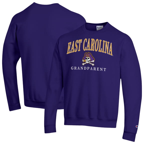 Unisex Champion  Purple ECU Pirates Arch Grandparent Eco Powerblend Sweatshirt