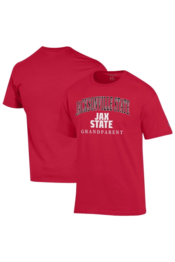 Unisex Champion Red Jacksonville State Gamecocks Arch Grandparent Jersey T-Shirt