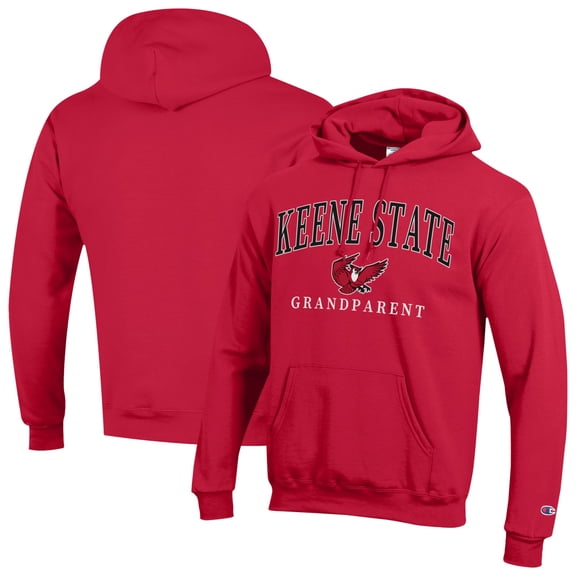 Unisex Champion  Red Keene State Owls Arch Grandparent Eco Powerblend Fleece Hoodie