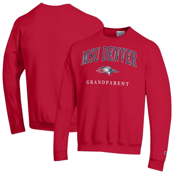 Unisex Champion Red MSU Denver Roadrunners Arch Grandparent Eco Powerblend Sweatshirt