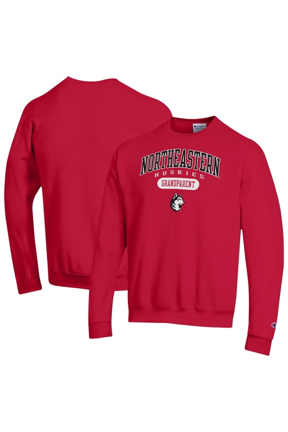 Unisex Champion Red Northeastern Huskies Grandparent Pill Box Eco Powerblend Sweatshirt