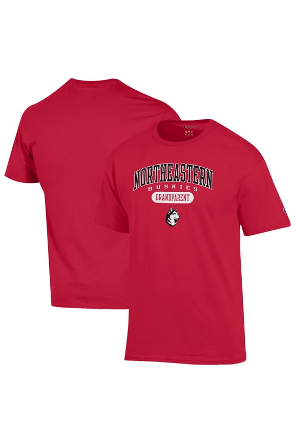 Unisex Champion Red Northeastern Huskies Grandparent Pill Box Jersey T-Shirt