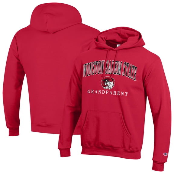 Unisex Champion  Red Winston-Salem State Rams Arch Grandparent Eco Powerblend Fleece Hoodie