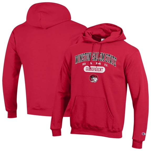 Unisex Champion Red Winston-Salem State Rams Grandparent Pill Box Eco Powerblend Hoodie
