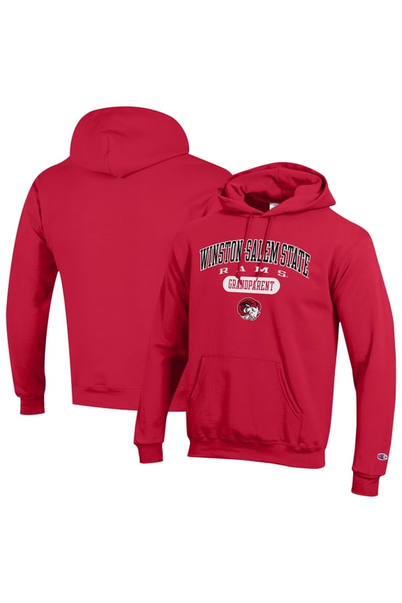 Unisex Champion Red Winston-Salem State Rams Grandparent Pill Box Eco Powerblend Hoodie