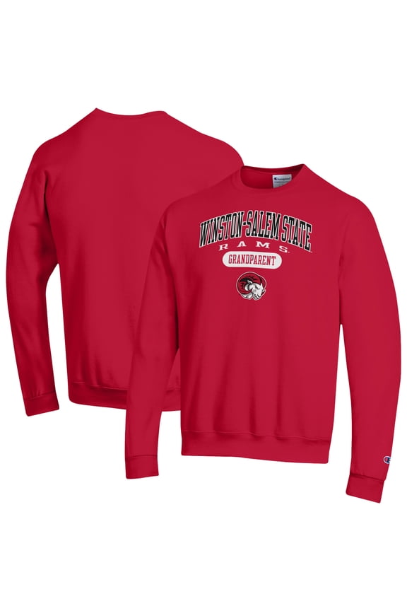 Unisex Champion Red Winston-Salem State Rams Grandparent Pill Box Eco Powerblend Sweatshirt
