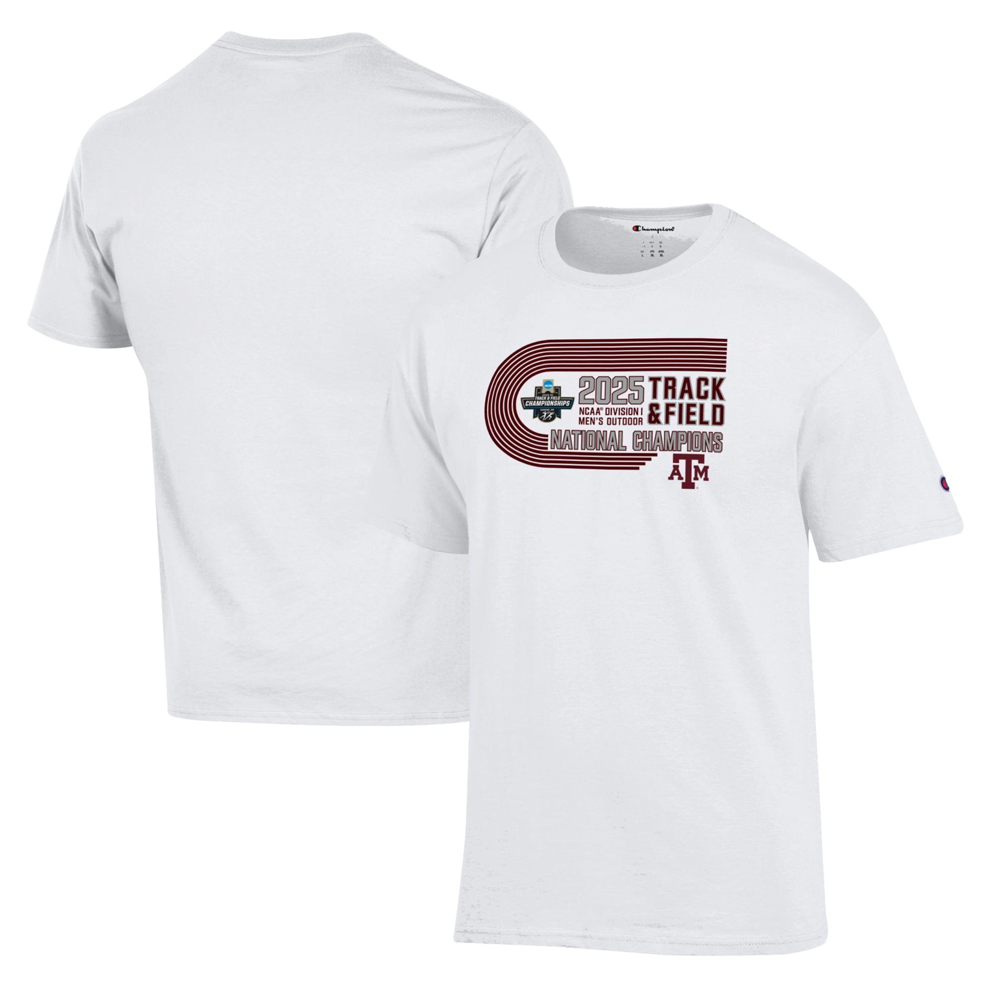 Unisex Champion  White Texas A&M Aggies 2025 NCAA Men's Outdoor Track and Field National Champions T-Shirt