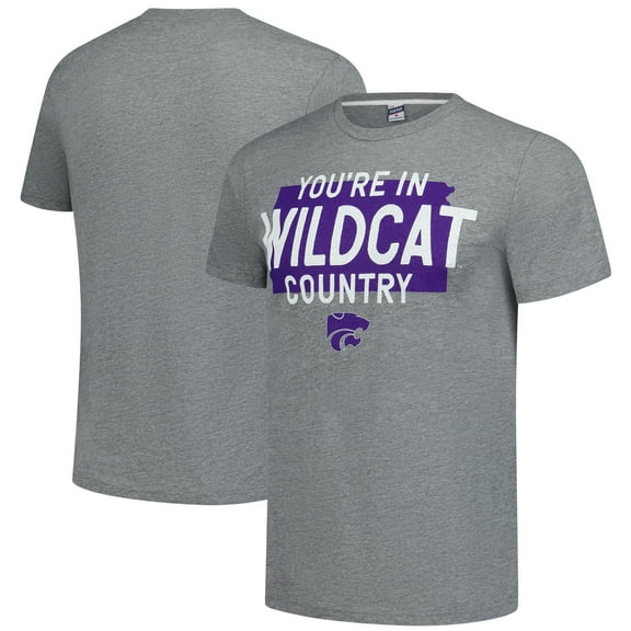Unisex-Charlie Hustle  Gray Kansas State Wildcats You're In Wildcat Country Vintage Tri-Blend T-Shirt