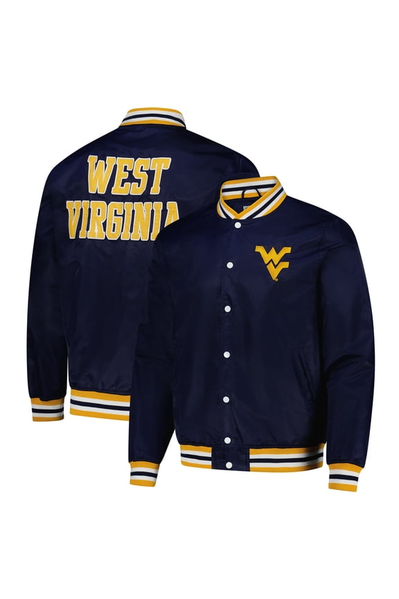 Unisex-Charlie Hustle Navy West Virginia Mountaineers Full-Snap Varsity Jacket