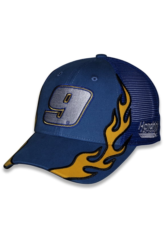 Unisex Checkered Flag Sports Blue Chase Elliott NAPA Flame Trucker Adjustable Hat