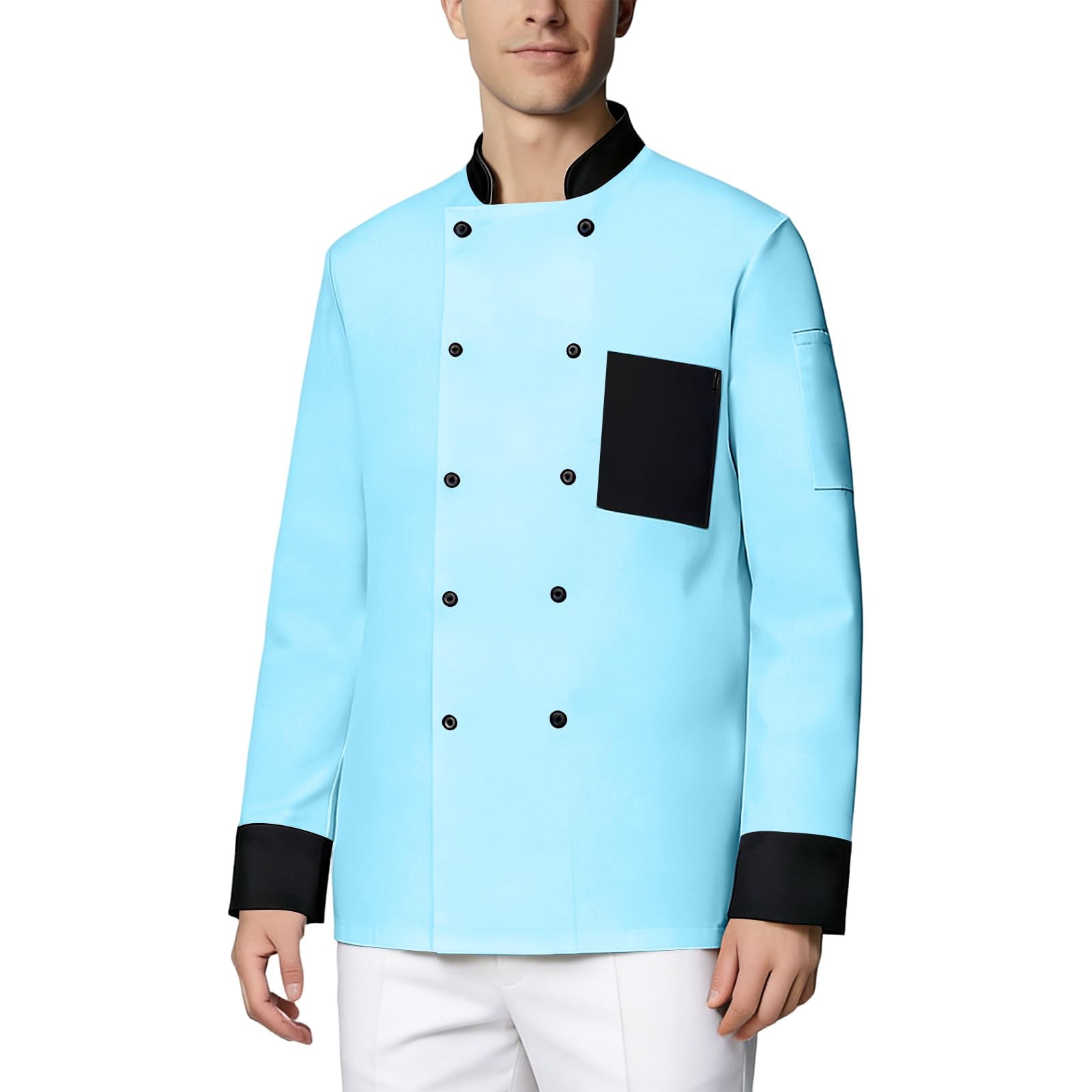 Unisex Chef Coat Chef Jacket Shirt Lightweight Button Down Long Sleeve ...