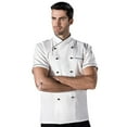 thumbnail image 1 of Unisex Chef Coat Short Sleeve Chef Jacket Breathable Stand Collar Restaurant Kitchen Work Breathable Cooking Uniform,White,M, 1 of 6