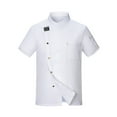 thumbnail image 1 of Unisex Chef Coat Short Sleeve Chef Jacket Breathable Stand Collar Restaurant Kitchen Work Breathable Cooking Uniform,White,XXXXL, 1 of 2