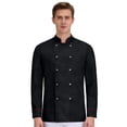 thumbnail image 1 of Unisex Chef Coat, Waterproof Oil-Resistant Long Sleeve Button Front Cardigan Style Kitchen Uniform for Restaurant Hotel Bakery Chefs,Black S, 1 of 6