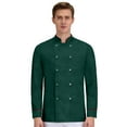 thumbnail image 1 of Unisex Chef Coat, Waterproof Oil-Resistant Long Sleeve Button Front Cardigan Style Kitchen Uniform for Restaurant Hotel Bakery Chefs,Green L, 1 of 6