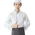 thumbnail image 1 of Unisex Chef Jacket - Color Piping Chef Coat Kitchen Restaurant Working Chef Uniform, BlueB, S, 1 of 4