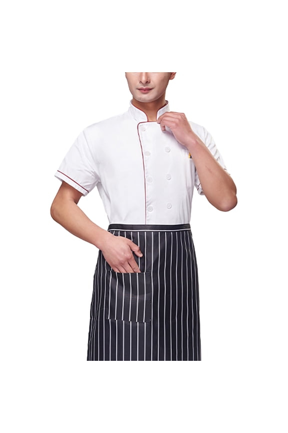 Unisex Chef Jacket - Color Piping Chef Coat Kitchen Restaurant Working Chef Uniform, RedA, S