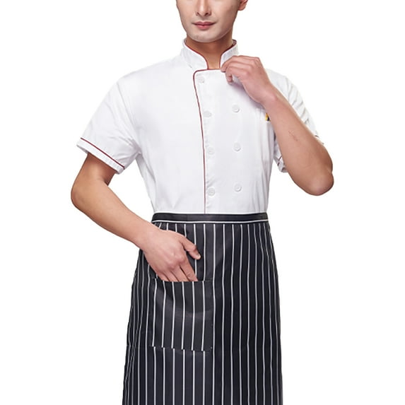 Unisex Chef Jacket - Color Piping Chef Coat Kitchen Restaurant Working Chef Uniform, RedA, XL