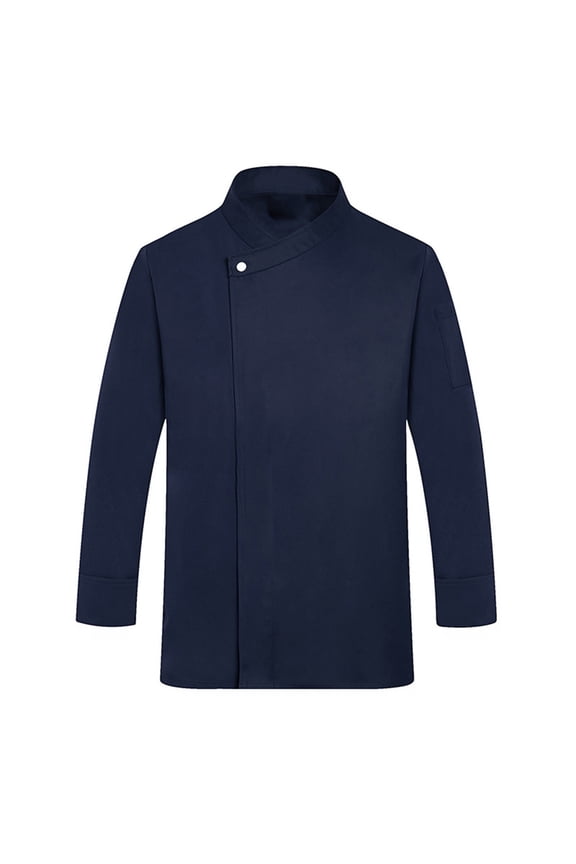 Unisex Chef Jacket, Long Sleeve Water Resistant Kitchen Uniform with Buttons for Chefs Bakers Restaurant Staff Durable Comfortable,Navy XL