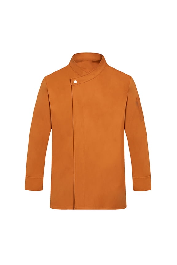 Unisex Chef Jacket, Long Sleeve Water Resistant Kitchen Uniform with Buttons for Chefs Bakers Restaurant Staff Durable Comfortable,Saffron 2XL