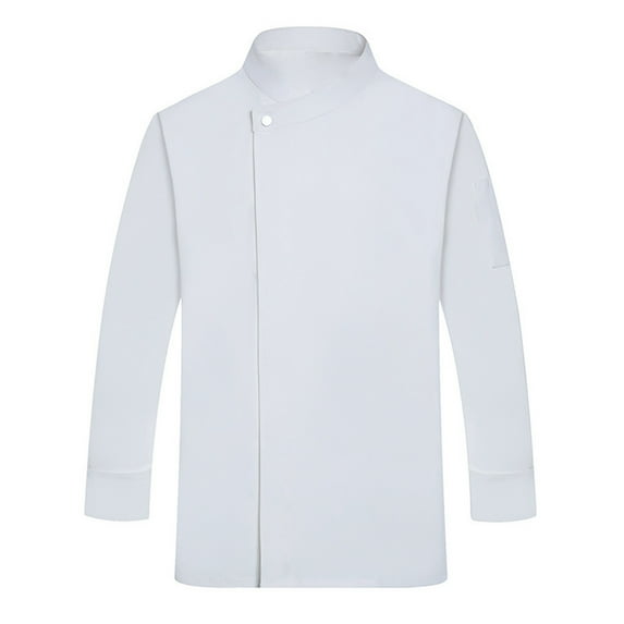 Unisex Chef Jacket, Long Sleeve Water Resistant Kitchen Uniform with Buttons for Chefs Bakers Restaurant Staff Durable Comfortable,White L