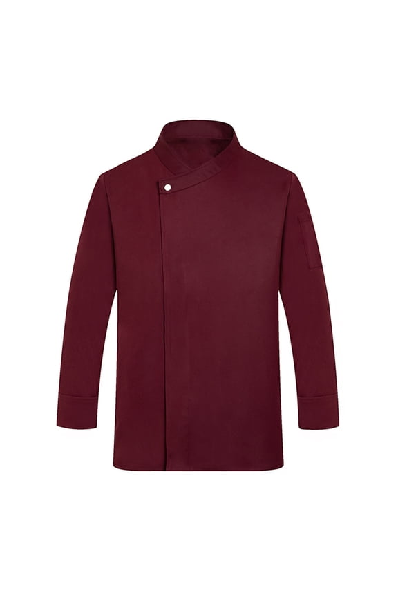 Unisex Chef Jacket, Long Sleeve Water Resistant Kitchen Uniform with Buttons for Chefs Bakers Restaurant Staff Durable Comfortable,Wine XL