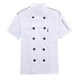 thumbnail image 1 of Unisex Chef Jacket - Long Sleeves with Contrasting Red Buttons - 35% Cotton 65% Polyester - Professional Kitchen Uniform for Men & Women, 1 of 5