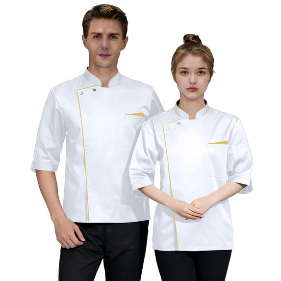 Unisex Chef Jacket Men's Chef Coat Restaurant Kitchen Chef Uniform White 2XL